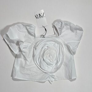 Zara NWT Size 6  Floral Embellished Blouse